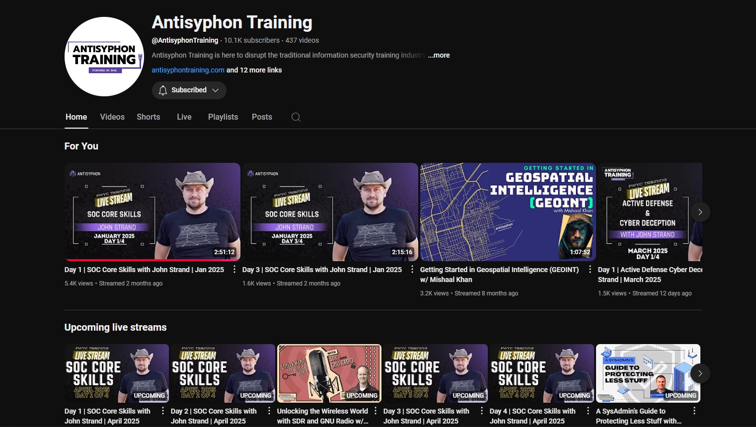 Antisyphon Training YouTube Channel