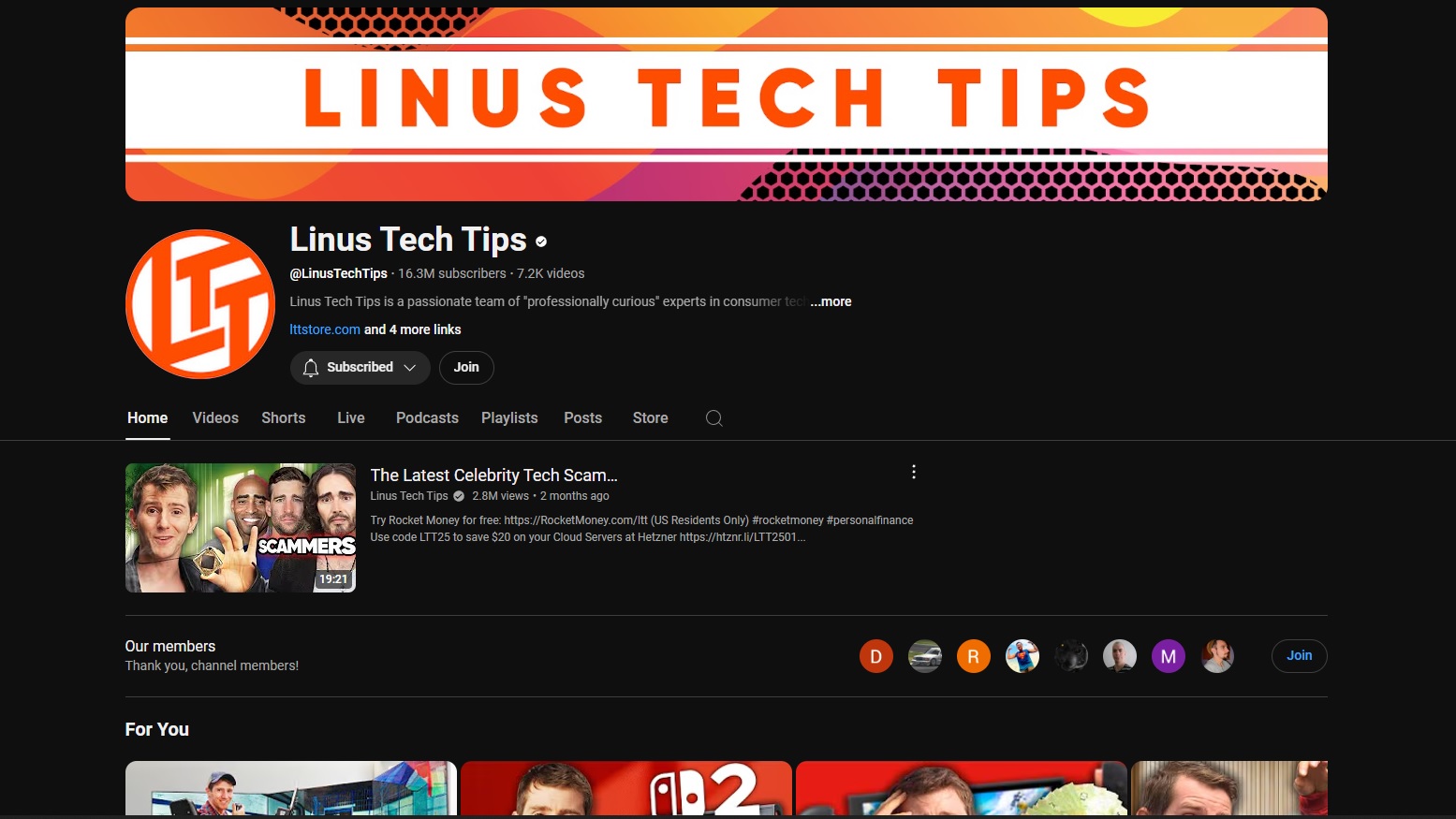 Linus Tech Tips YouTube Channel
