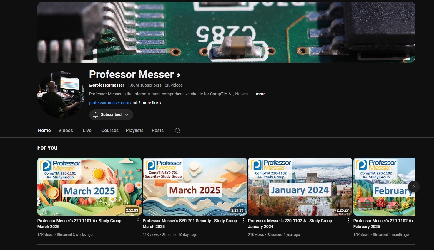 Professor Messer YouTube Channel