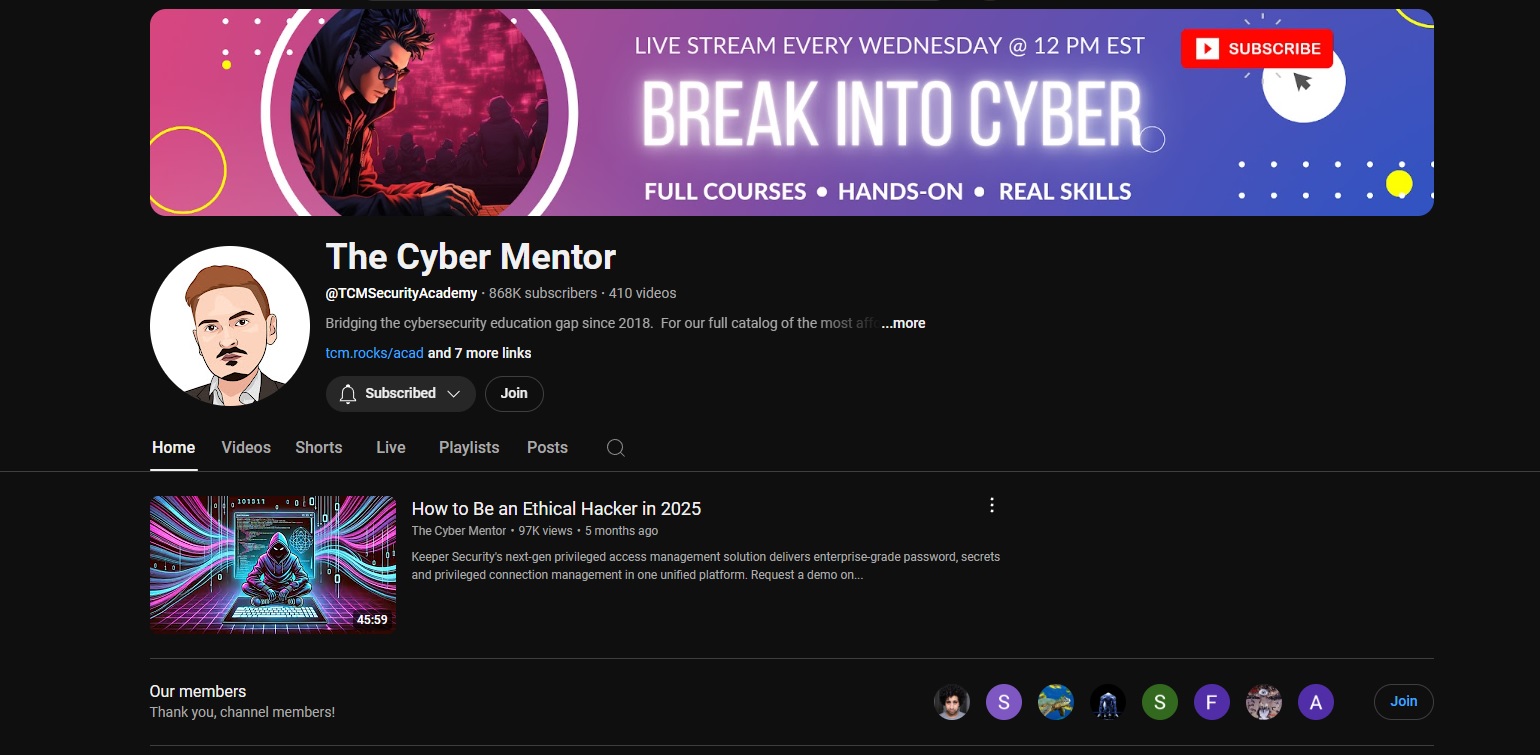 The Cyber Mentor YouTube Channel